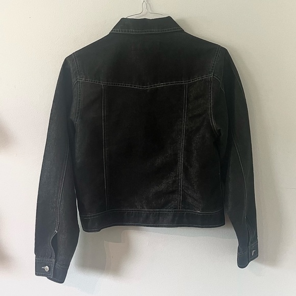 Crop iridescent black denim jacket size small CODE ONE fashion - Picture 2 of 4